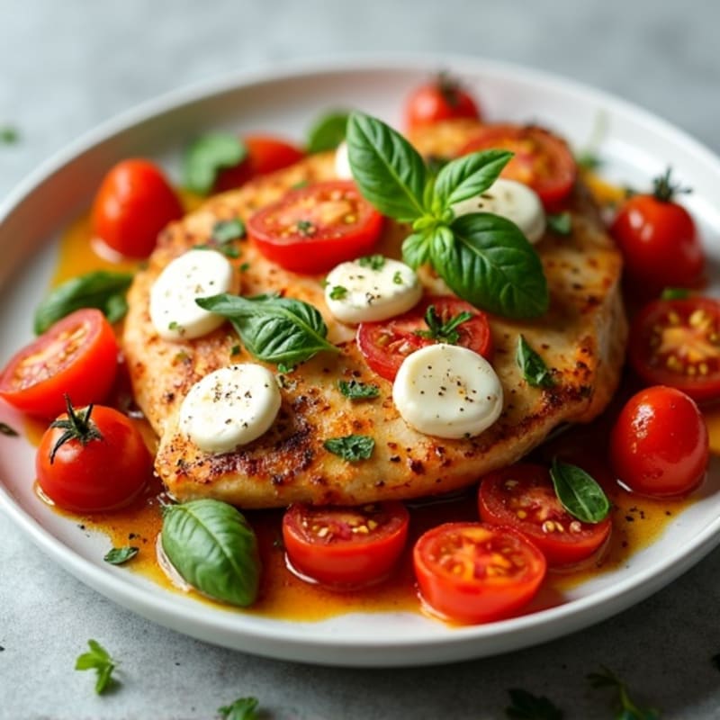 Sheet Pan Chicken with Roasted Tomatoes, Fresh Basil, and Creamy Mozzarella