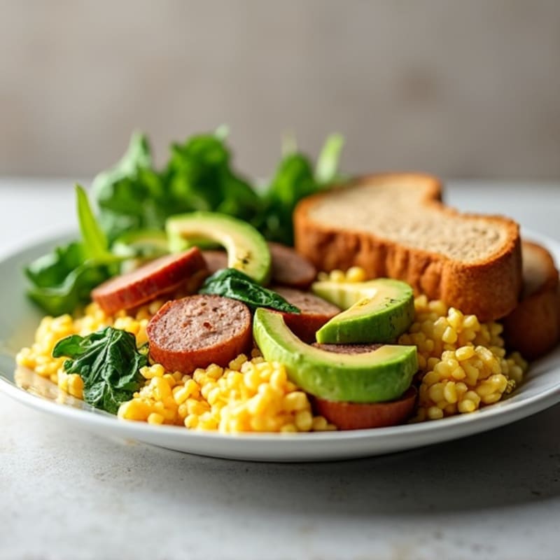 Egg White and Turkey Sausage Scramble with Spinach