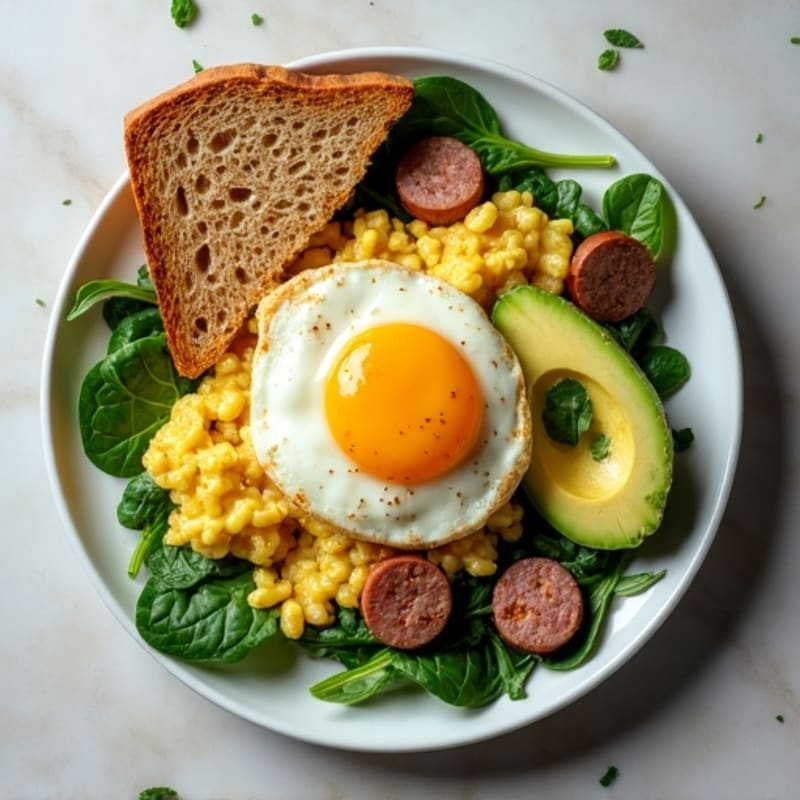 Egg White and Turkey Sausage Scramble with Spinach