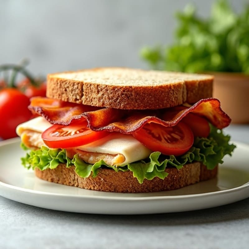 Lean Turkey Club with Crispy Bacon and Fresh Veggies