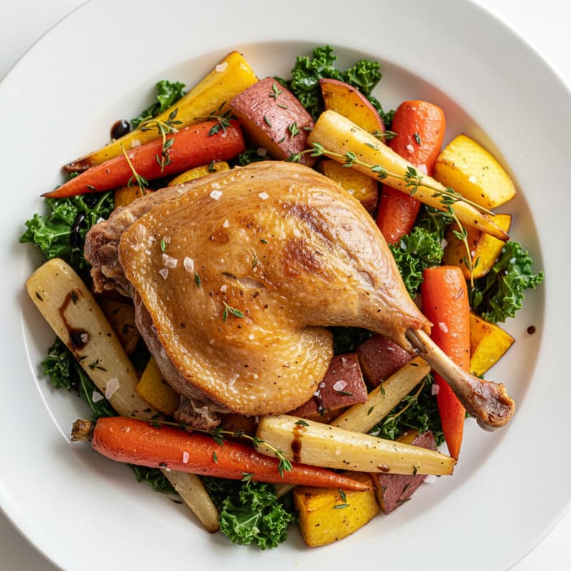 Duck Confit with Roasted Root Vegetables