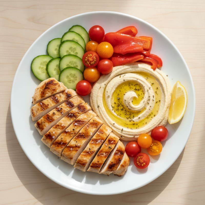 Mediterranean Hummus and Grilled Chicken Platter