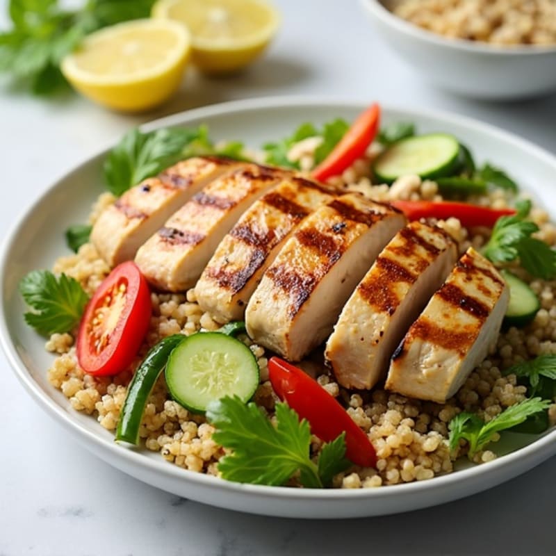 Grilled Chicken and Quinoa Salad with Crisp Vegetables