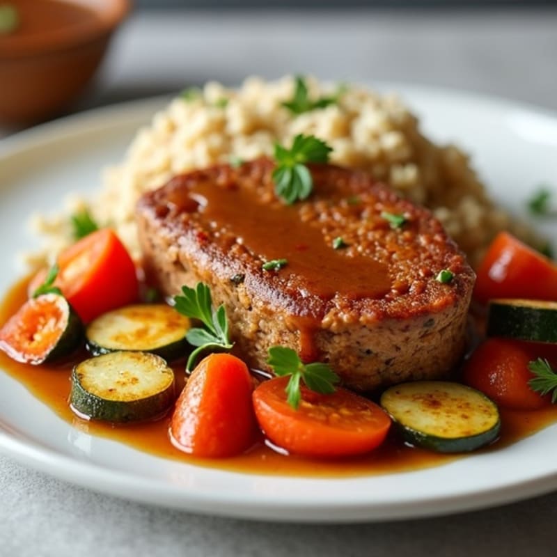 Hearty Lean Meatloaf with Roasted Vegetables and Savory Gravy