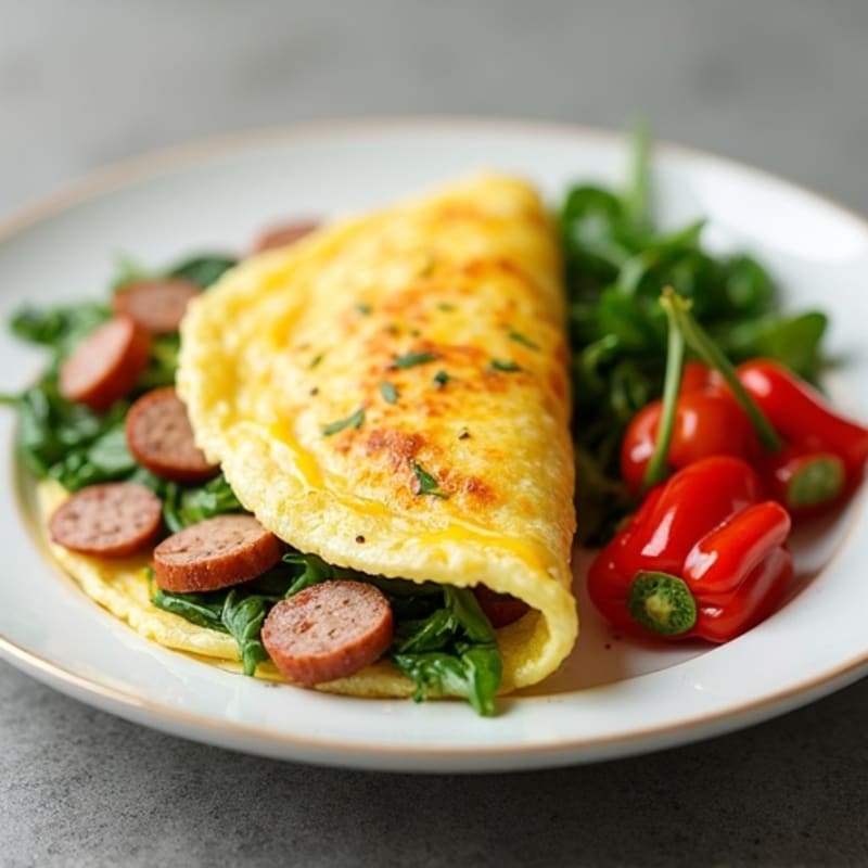 Egg White Omelette with Spinach and Turkey Sausage