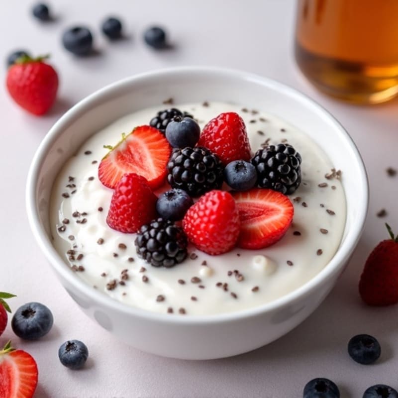 Silky Greek Yogurt Protein Pudding with Mixed Berries