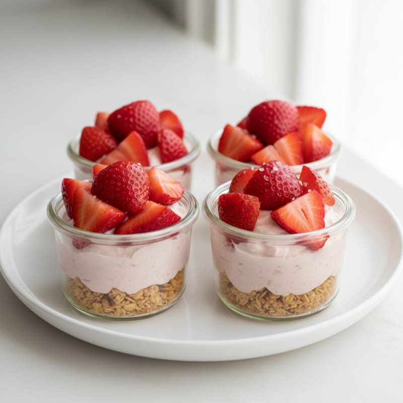 Creamy Strawberry Protein Cheesecake Cups