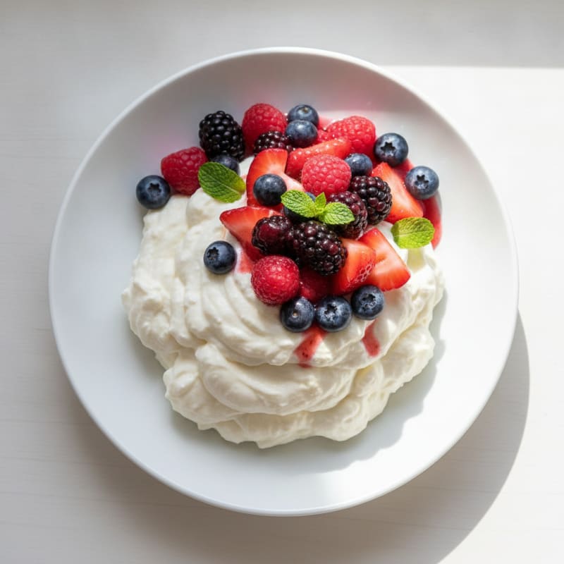 Greek Yogurt Protein Mousse with Mixed Berries