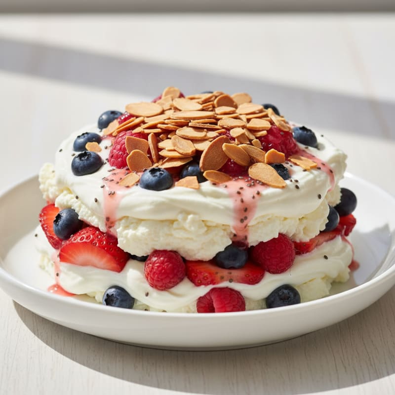 Greek Yogurt Protein Parfait with Mixed Berries and Almonds