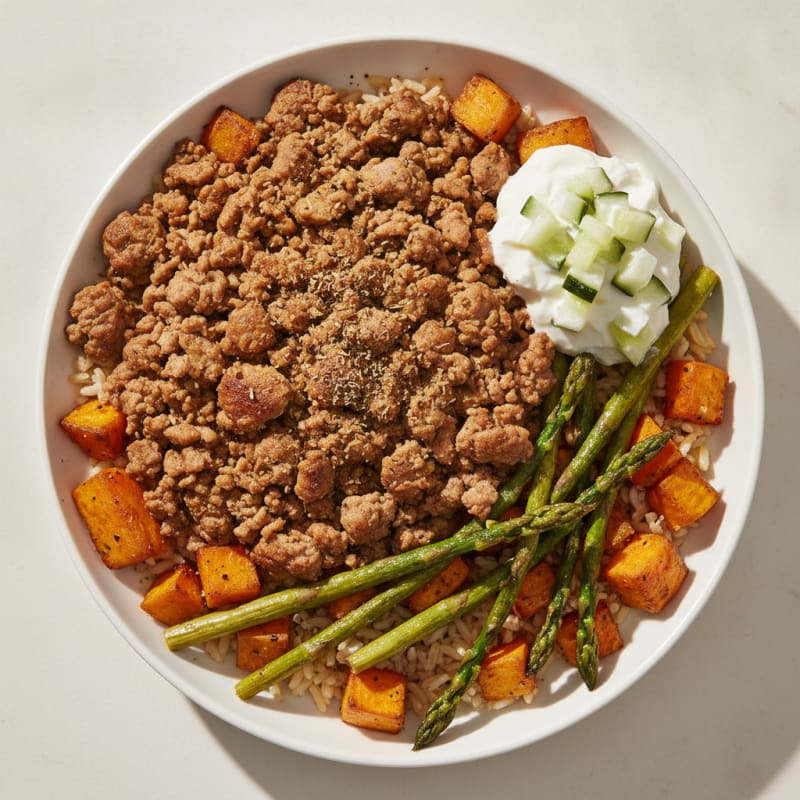 Mediterranean Ground Turkey and Roasted Vegetables