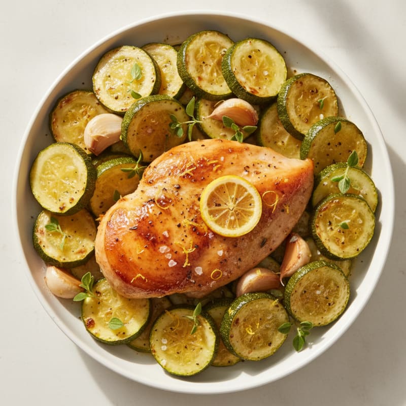 Lemon-Herb Roasted Chicken with Zucchini