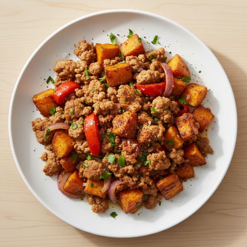 Smoky Ground Turkey and Roasted Sweet Potatoes