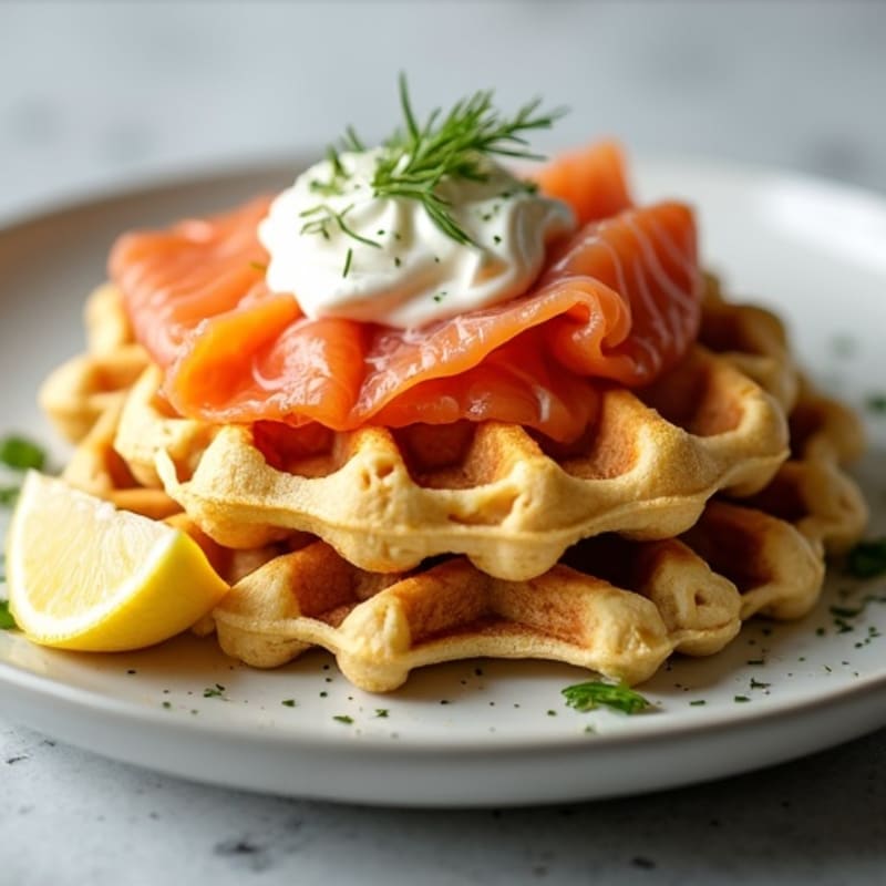 Crispy Protein Waffles with Creamy Smoked Salmon and Dill