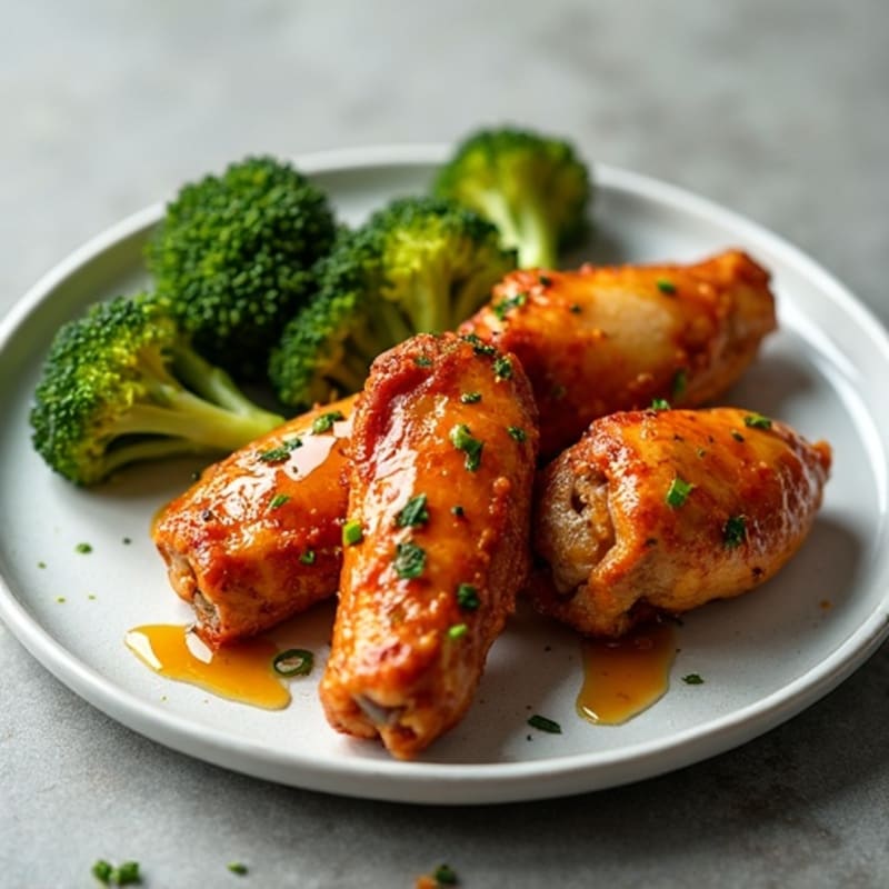 Crispy Baked Honey Garlic Chicken Wings with Roasted Broccoli