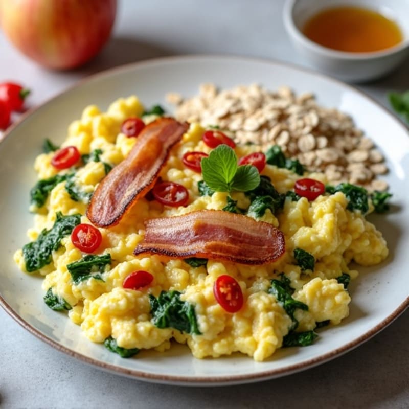 Egg White Scramble with Spinach and Turkey Bacon