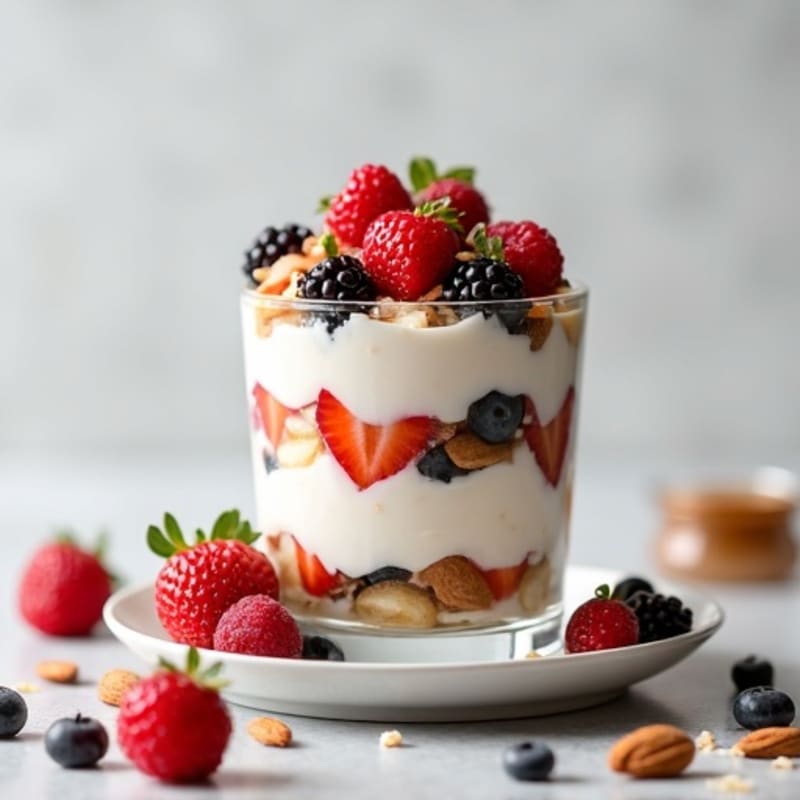Greek Yogurt Protein Parfait with Berries and Almonds