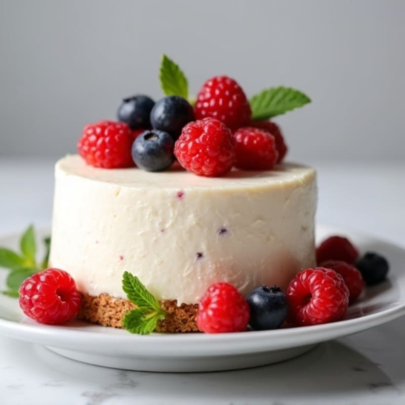 Silky Greek Yogurt Protein Cheesecake with Mixed Berries