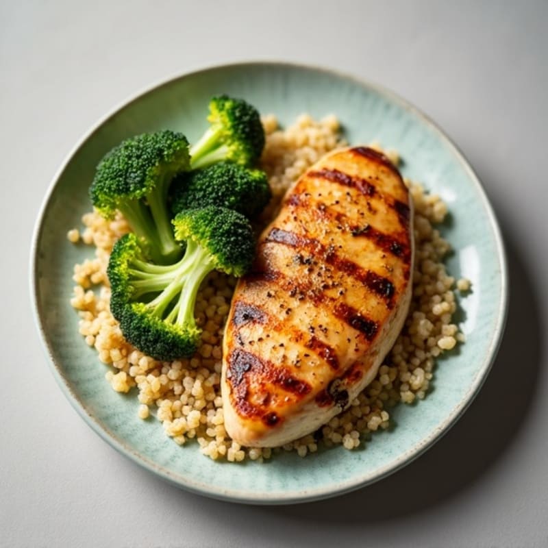 Grilled Chicken Breast with Quinoa and Steamed Broccoli