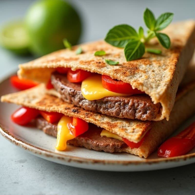 Spicy Lime Steak Quesadilla with Bell Peppers