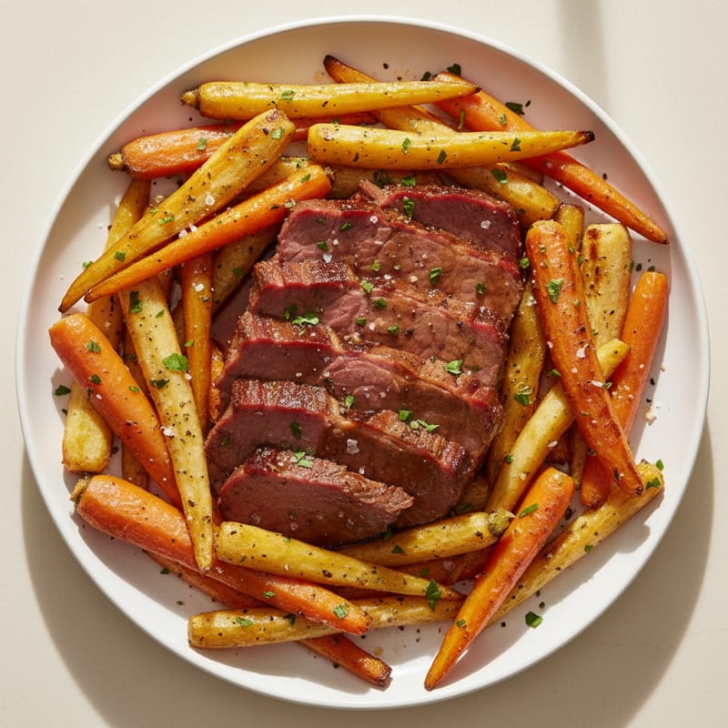 Tender Corned Beef with Roasted Root Vegetables