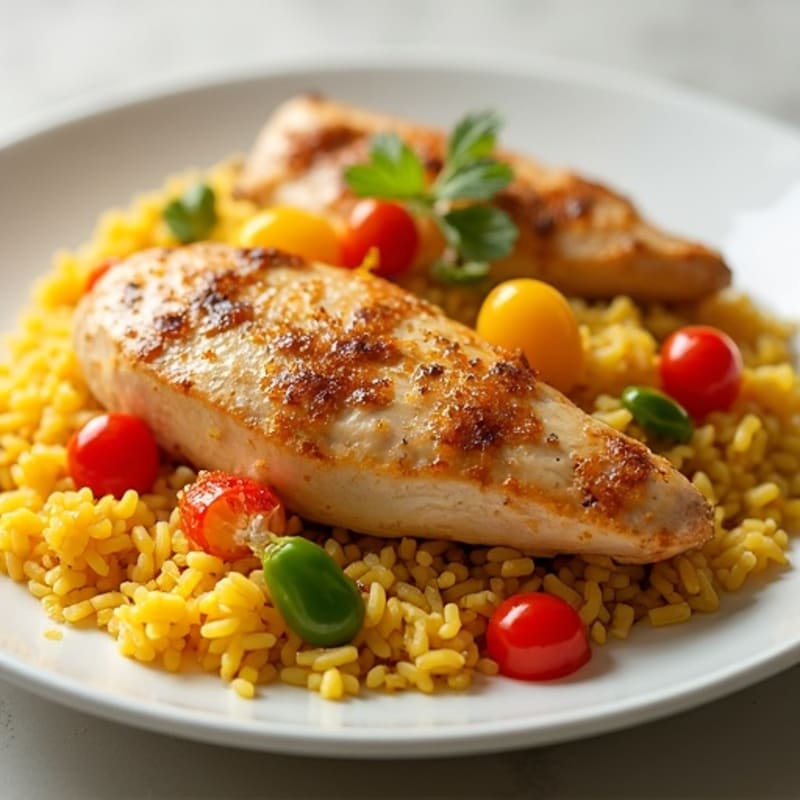 Saffron Chicken and Yellow Rice Skillet