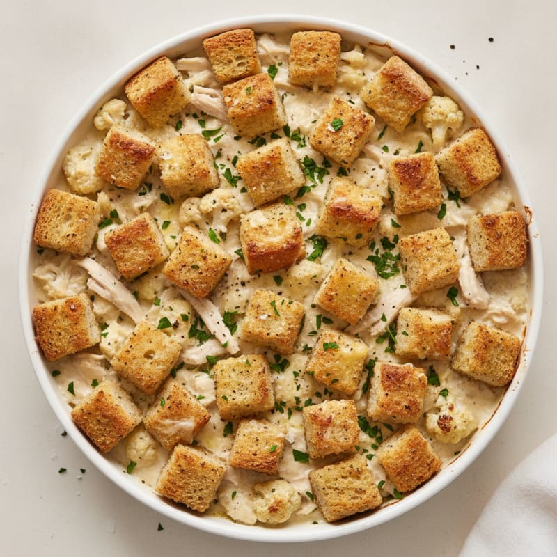 Garlic Bread Alfredo Bake