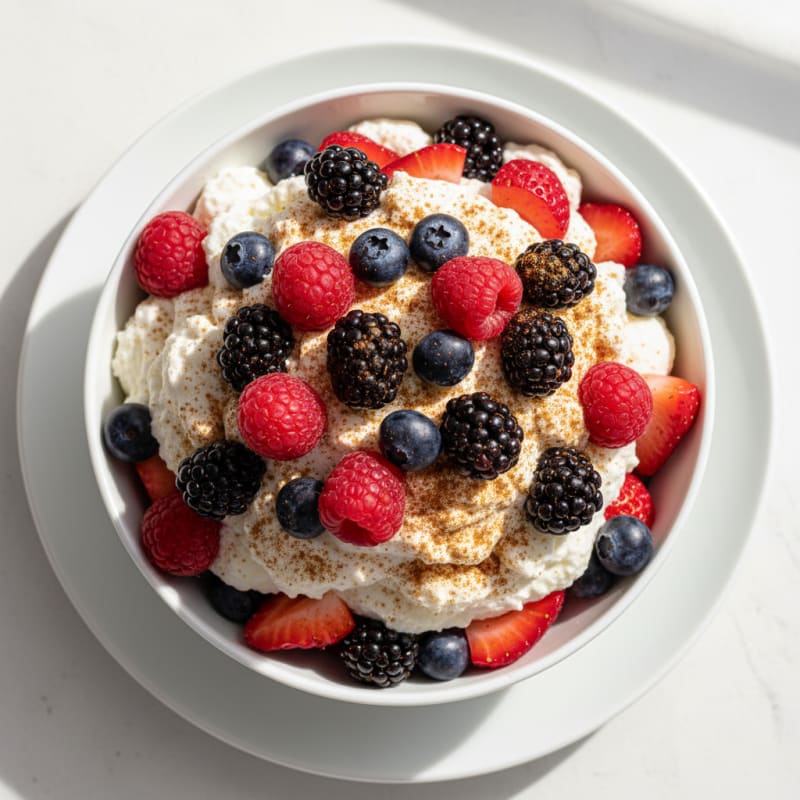 Greek Yogurt Protein Pudding with Mixed Berries