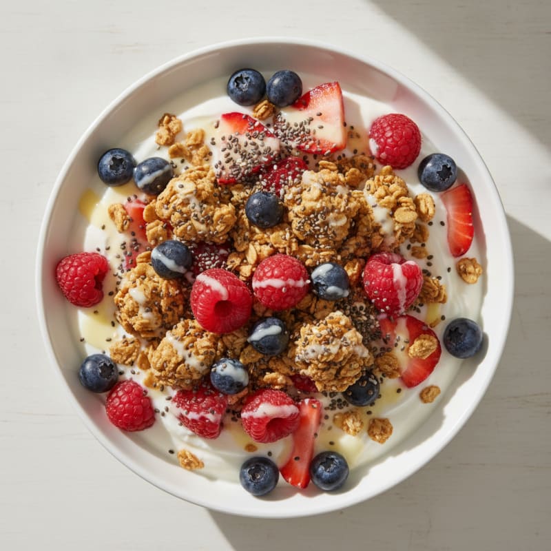 Creamy Greek Yogurt Parfait with Protein Granola and Berries