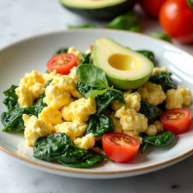 Egg White and Spinach Scramble with Cottage Cheese