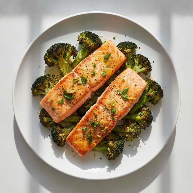 Lemon Herb Roasted Salmon and Broccoli