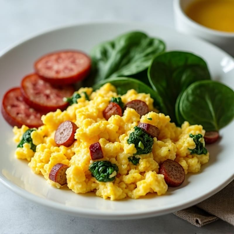 Egg White Scramble with Spinach and Turkey Sausage