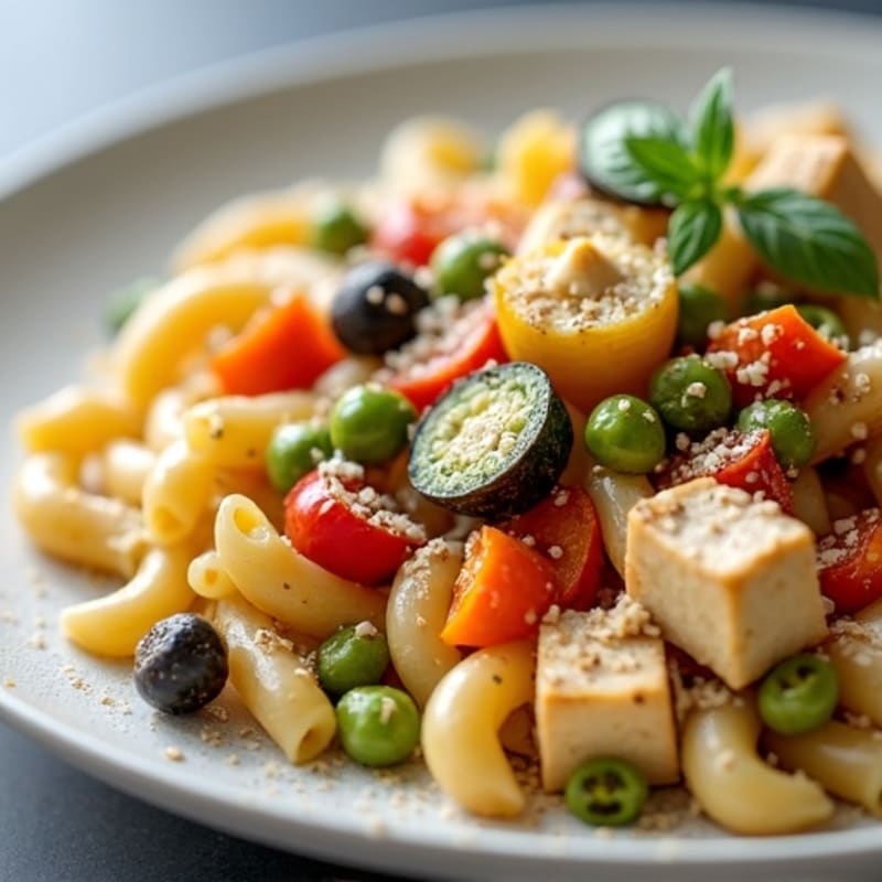 Creamy Cashew Alfredo Whole Wheat Pasta with Roasted Vegetables