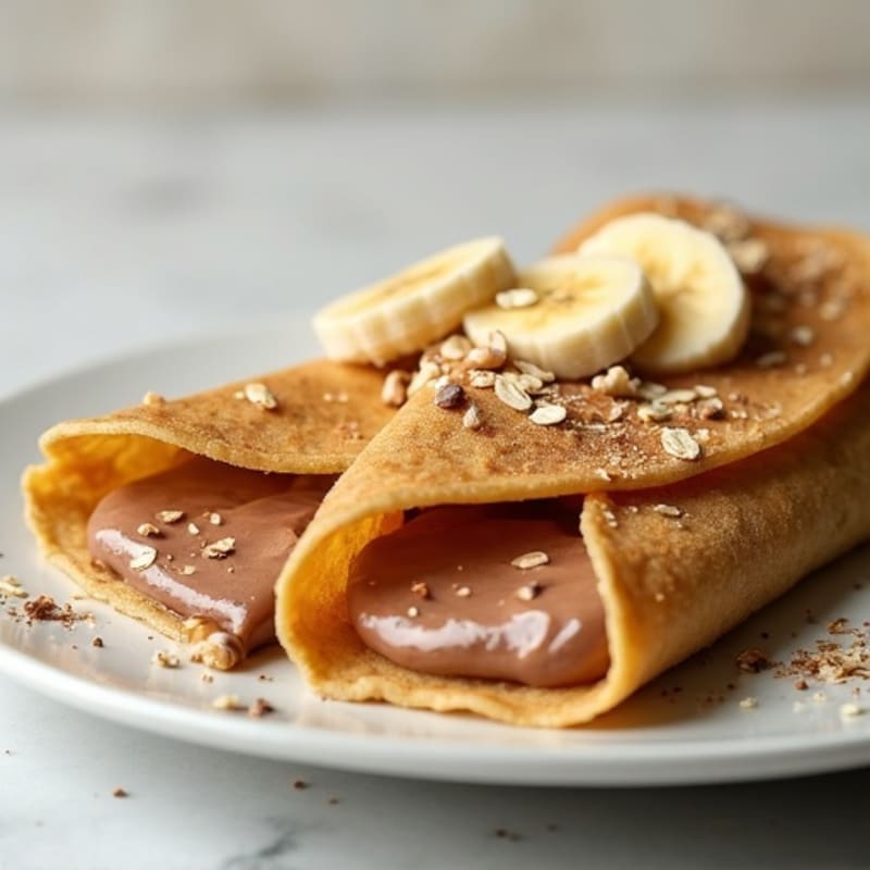 Soft Banana Protein Crepes with Creamy Chocolate Hazelnut Filling