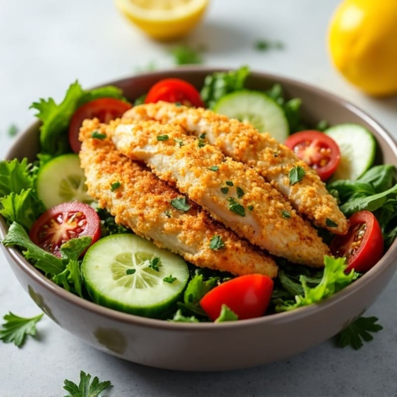 Crispy Lemon-Herb Chicken Salad with Fresh Greens