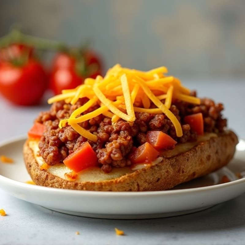 Crispy Baked Potatoes with Lean Turkey Chili and Melty Sharp Cheddar