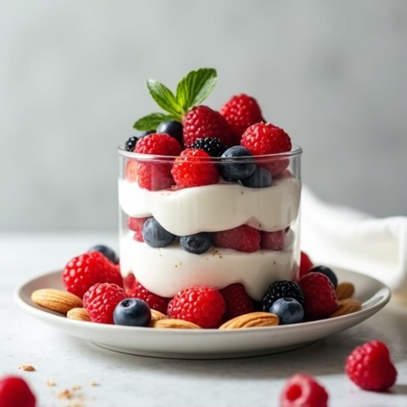 Greek Yogurt Protein Parfait with Berries and Almonds