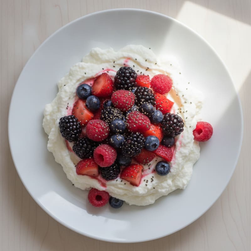 Silky Greek Yogurt Protein Mousse with Mixed Berries