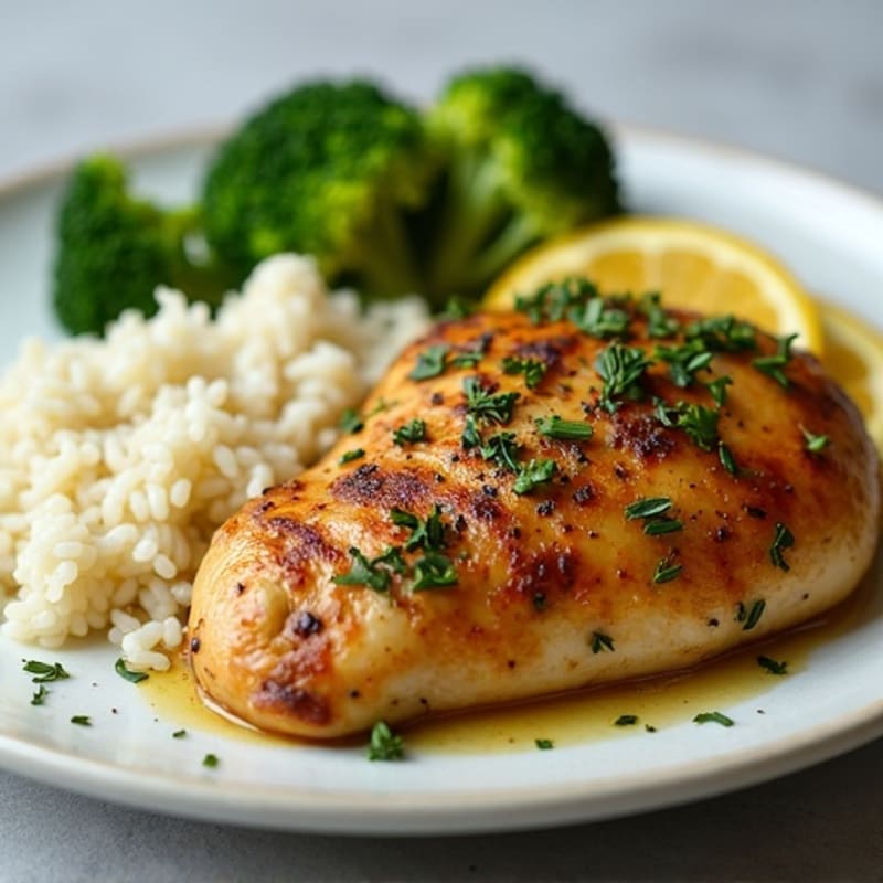 Herb-Roasted Chicken with Lemon Garlic Rice