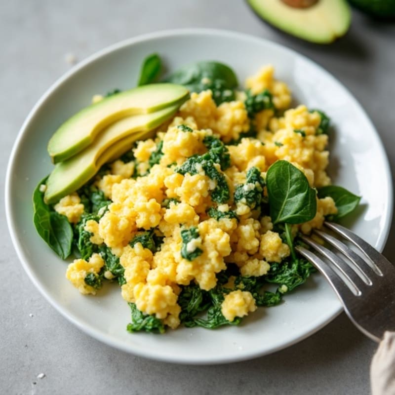 Egg White and Spinach Scramble with Cottage Cheese