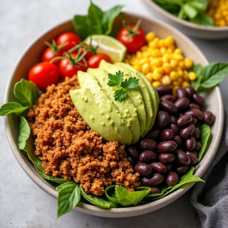 Spicy Ground Turkey Taco Bowl with Creamy Avocado