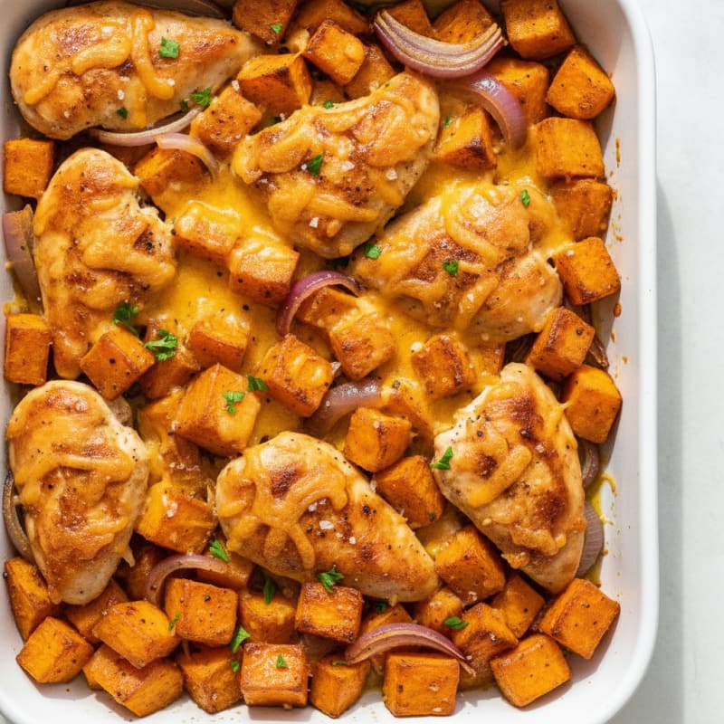 Sheet Pan Chicken and Sweet Potatoes