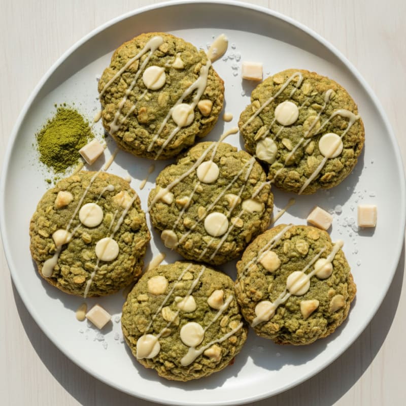 Protein White Chocolate Matcha Cookies
