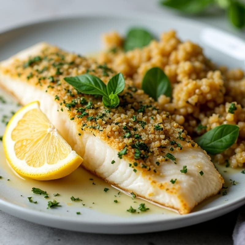 Fresh Herb-Crusted Baked Fish with Lemon