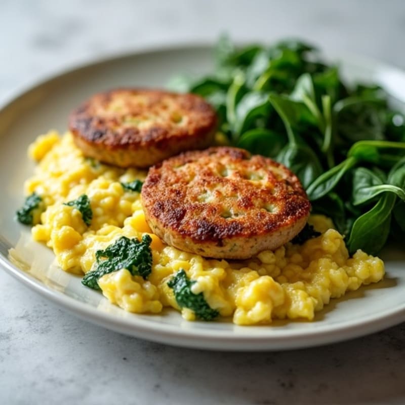 Egg White and Turkey Sausage Scramble with Spinach
