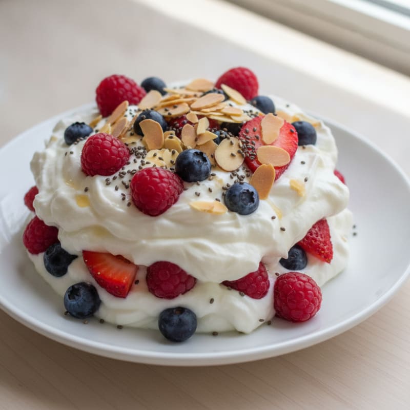 Greek Yogurt Protein Parfait with Mixed Berries and Whey Protein