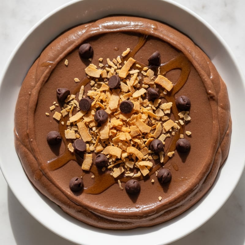 Silky Chocolate Protein Pudding with Toasted Coconut