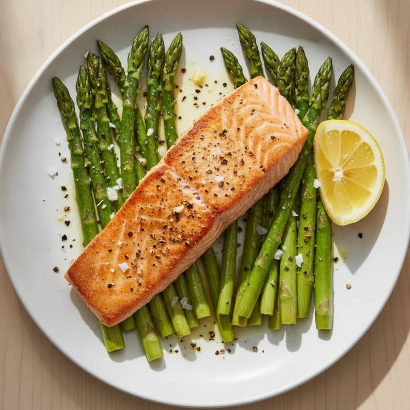 Pan-Seared Salmon with Roasted Asparagus