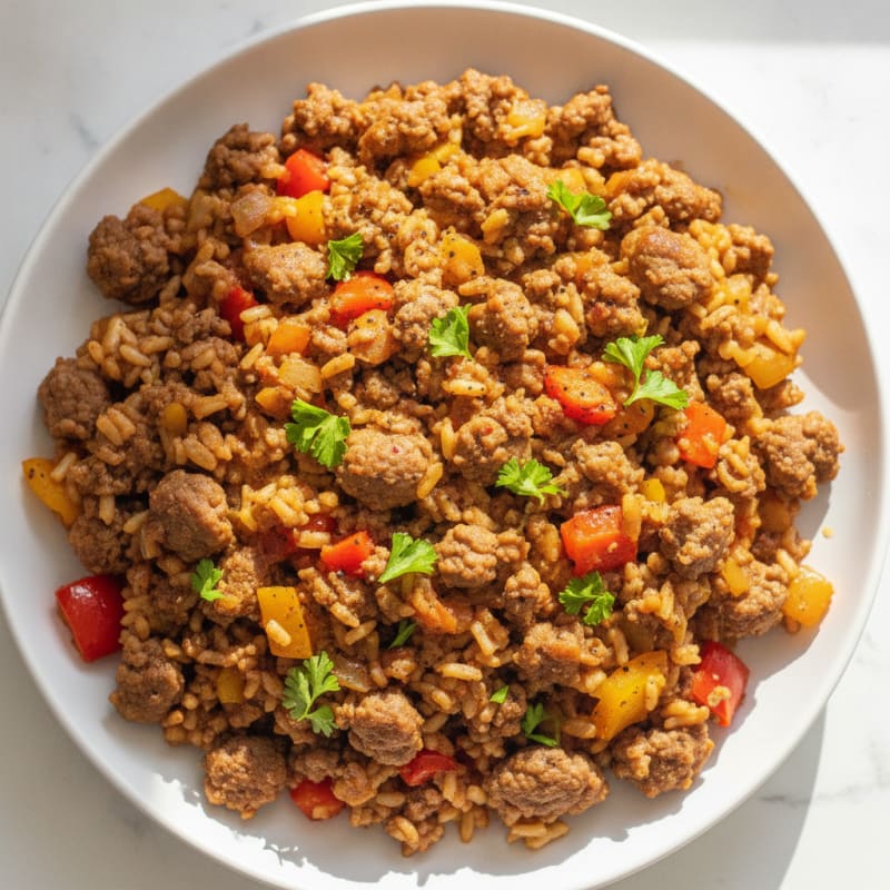 Savory Ground Beef and Rice Skillet