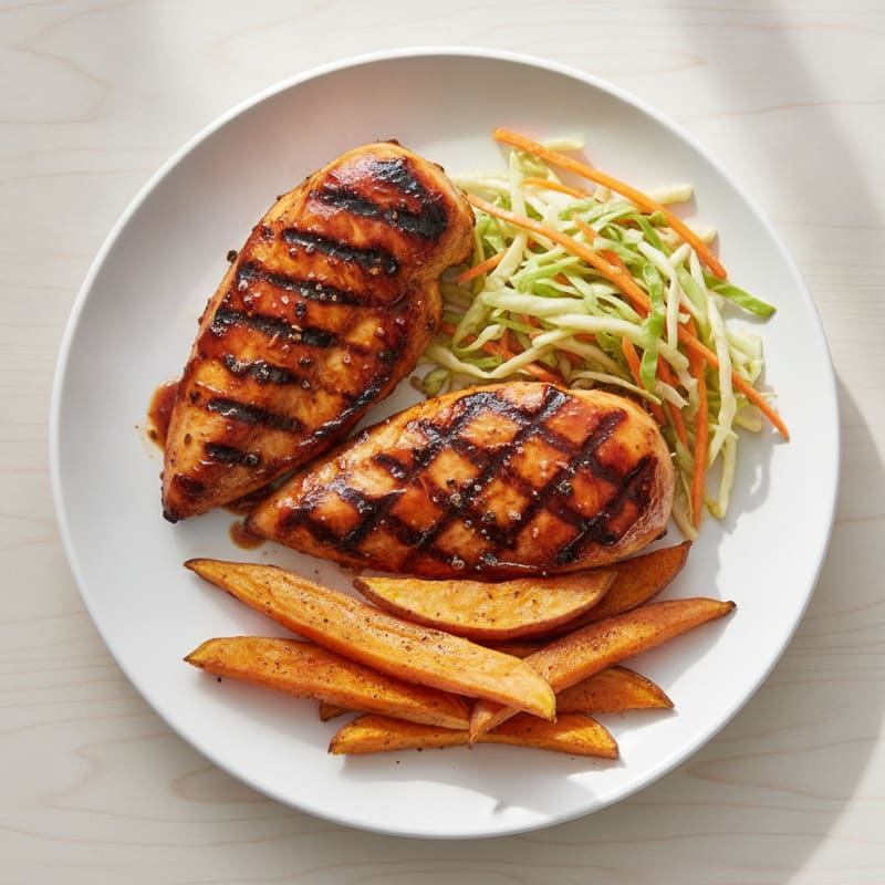 Grilled BBQ Chicken with Tangy Slaw
