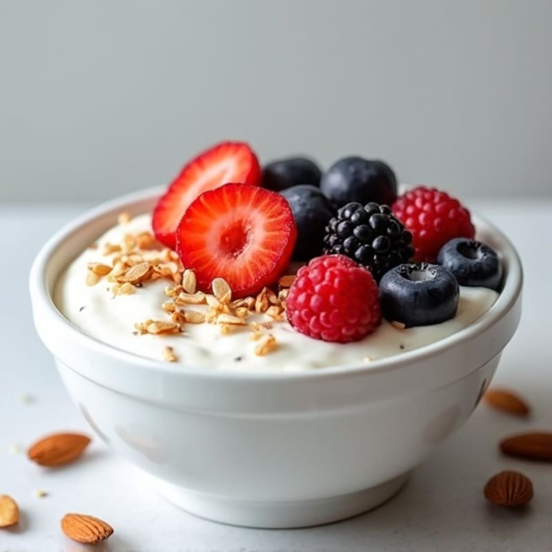 Creamy Greek Yogurt Protein Bowl with Berries and Almonds